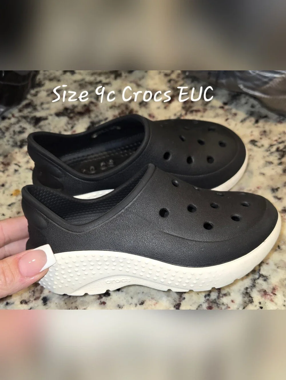 CROCS Black  with White Sole Size 9c Toddler